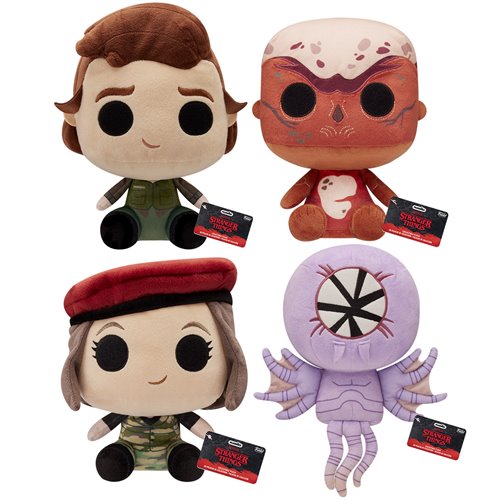 Stranger Things Season 4 Funko Plush Set of 4 - Vecna, Demo Bat, Hunter Steve, and Hunter Robin