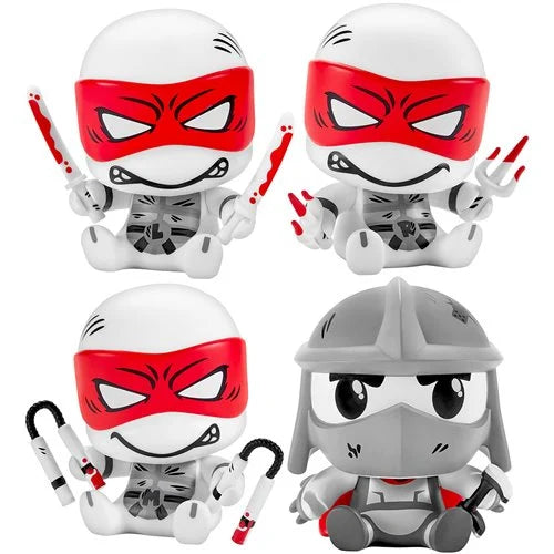 TMNT Cheekys Vinyl Figures – Playmates B&W w/ Red Accents - Set of 4